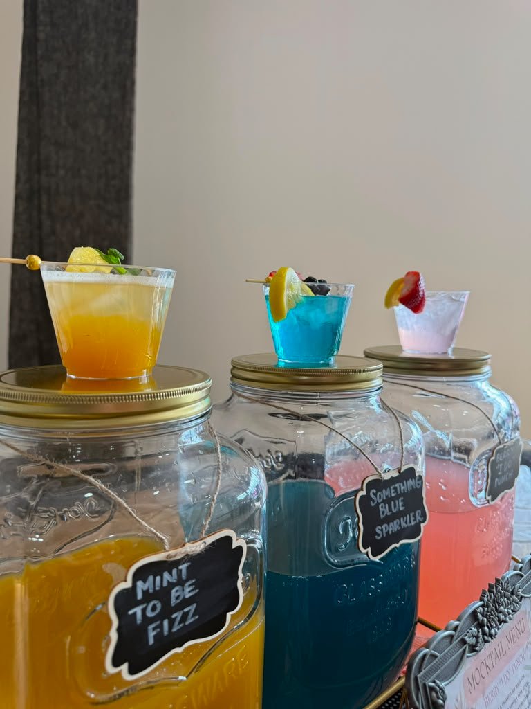 Close up of the three signature mocktail dispensers